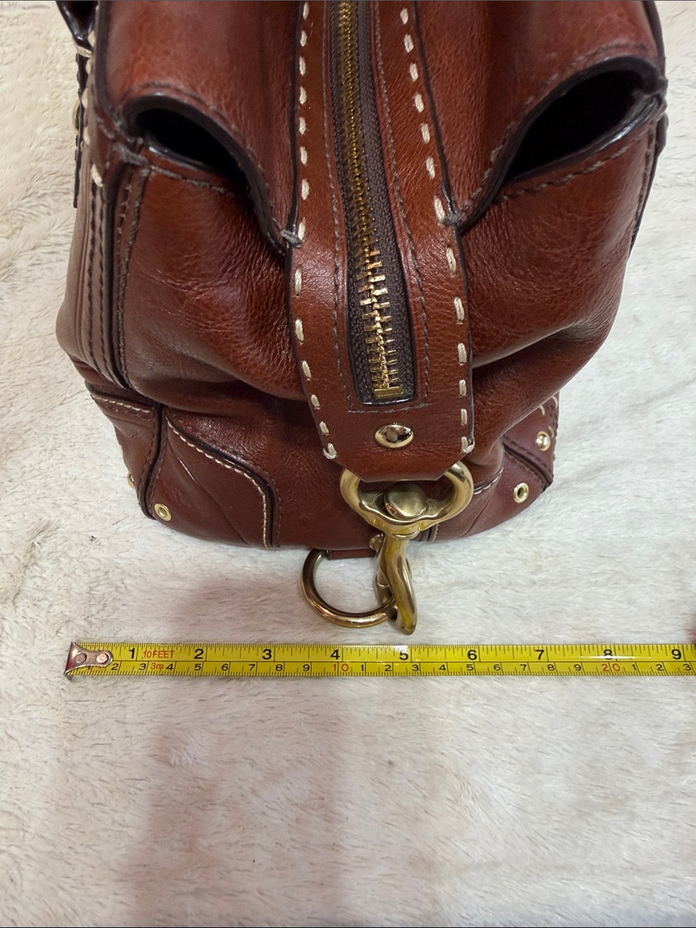 Coach Chestnut Brown Leather Satchel with Gold Hardware - Picture 6 of 8